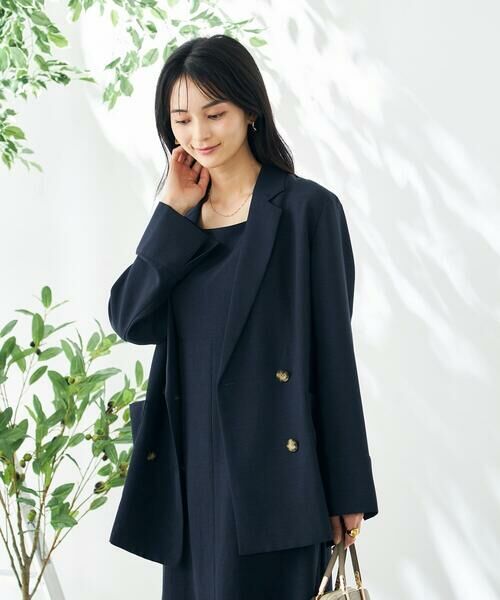 a.v.v / アー・ヴェ・ヴェ テーラードジャケット | 【接触冷感/UVカット/イージーケア/雑誌InRed(宝島社)5月号掲載】麻調Wブレストジャケット | 詳細3