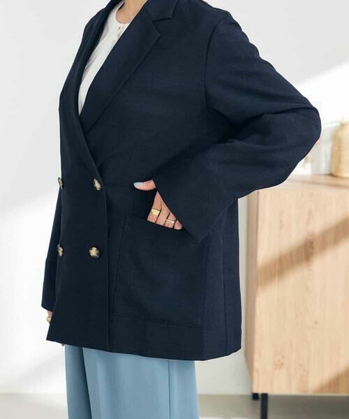 a.v.v / アー・ヴェ・ヴェ テーラードジャケット | 【接触冷感/UVカット/イージーケア/雑誌InRed(宝島社)5月号掲載】麻調Wブレストジャケット | 詳細30