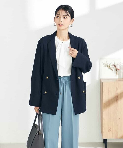 a.v.v / アー・ヴェ・ヴェ テーラードジャケット | 【接触冷感/UVカット/イージーケア/雑誌InRed(宝島社)5月号掲載】麻調Wブレストジャケット | 詳細8