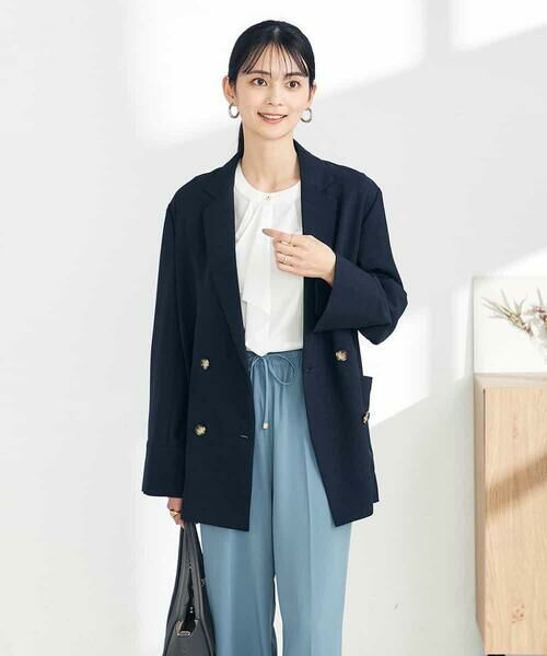 a.v.v / アー・ヴェ・ヴェ テーラードジャケット | 【接触冷感/UVカット/イージーケア/雑誌InRed(宝島社)5月号掲載】麻調Wブレストジャケット | 詳細9