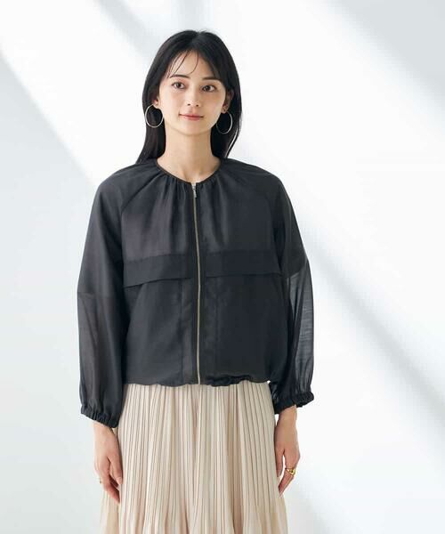 a.v.v / アー・ヴェ・ヴェ ノーカラージャケット | 【洗える/イージーケア/接触冷感/毛玉になりにくい】ノーカラーシアーブルゾン | 詳細12