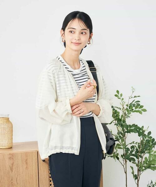 a.v.v / アー・ヴェ・ヴェ ノーカラージャケット | 【洗える/イージーケア/接触冷感/毛玉になりにくい】ノーカラーシアーブルゾン | 詳細2