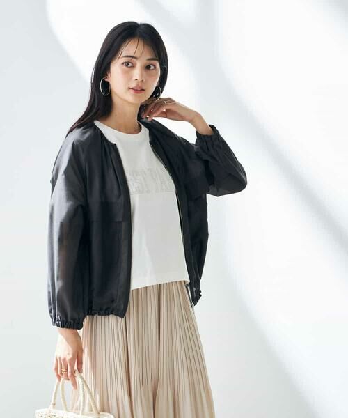 a.v.v / アー・ヴェ・ヴェ ノーカラージャケット | 【洗える/イージーケア/接触冷感/毛玉になりにくい】ノーカラーシアーブルゾン | 詳細7