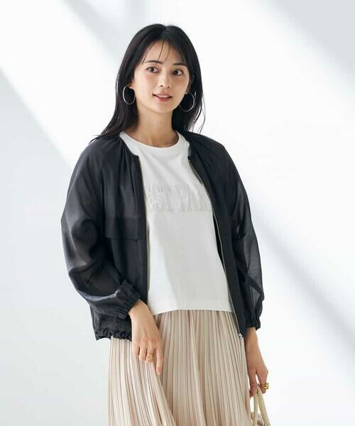 a.v.v / アー・ヴェ・ヴェ ノーカラージャケット | 【洗える/イージーケア/接触冷感/毛玉になりにくい】ノーカラーシアーブルゾン | 詳細9
