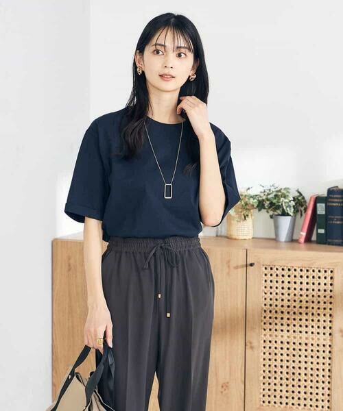 a.v.v / アー・ヴェ・ヴェ カットソー | 【UVカット/接触冷感/コットン100％】大人のロールアップハーフスリーブオーバーサイズTシャツ | 詳細1