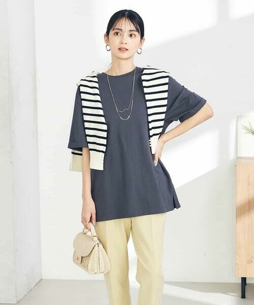 a.v.v / アー・ヴェ・ヴェ カットソー | 【UVカット/接触冷感/コットン100％】大人のロールアップハーフスリーブオーバーサイズTシャツ | 詳細18