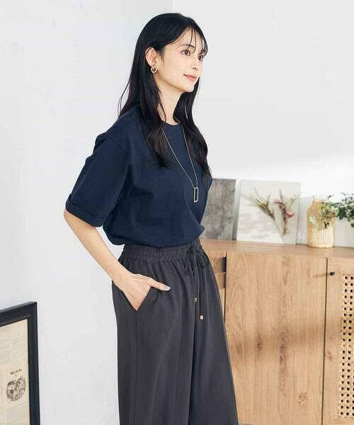 a.v.v / アー・ヴェ・ヴェ カットソー | 【UVカット/接触冷感/コットン100％】大人のロールアップハーフスリーブオーバーサイズTシャツ | 詳細2