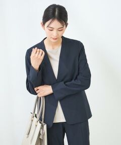 a.v.v / アー・ヴェ・ヴェ ノーカラージャケット | 【洗える/イージーケア/UVカット/接触冷感/吸水速乾】サマーストレッチノーカラージャケット