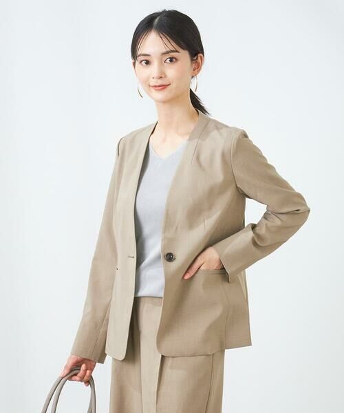 a.v.v / アー・ヴェ・ヴェ ノーカラージャケット | 【洗える/イージーケア/UVカット/接触冷感/吸水速乾】サマーストレッチノーカラージャケット | 詳細1