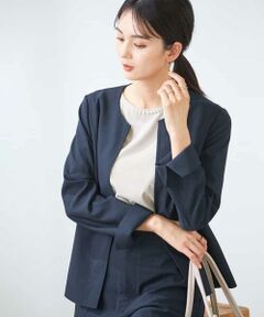 a.v.v / アー・ヴェ・ヴェ ノーカラージャケット | 【洗える/イージーケア/UVカット/接触冷感/吸水速乾】サマーストレッチキーネックジャケット