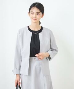 a.v.v / アー・ヴェ・ヴェ ノーカラージャケット | 【洗える/イージーケア/UVカット/接触冷感/吸水速乾】サマーストレッチキーネックジャケット