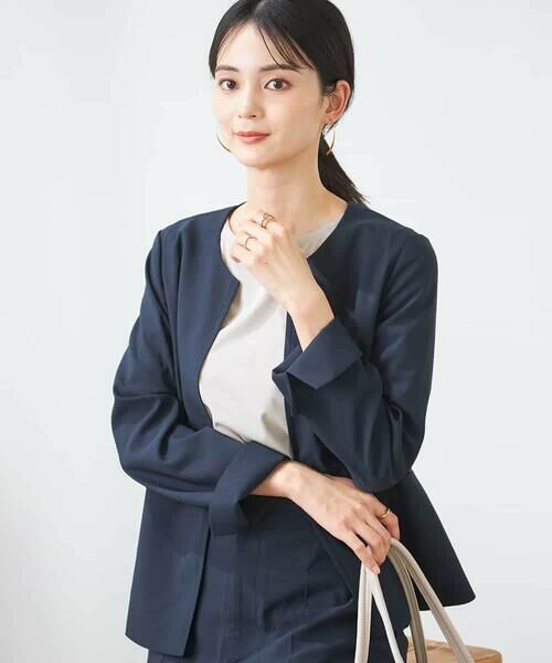 a.v.v / アー・ヴェ・ヴェ ノーカラージャケット | 【洗える/イージーケア/UVカット/接触冷感/吸水速乾】サマーストレッチキーネックジャケット | 詳細2