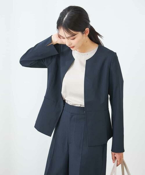 a.v.v / アー・ヴェ・ヴェ ノーカラージャケット | 【洗える/イージーケア/UVカット/接触冷感/吸水速乾】サマーストレッチキーネックジャケット | 詳細5