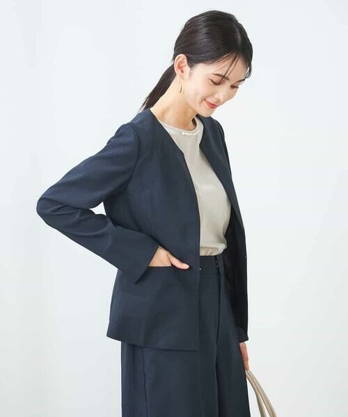 a.v.v / アー・ヴェ・ヴェ ノーカラージャケット | 【洗える/イージーケア/UVカット/接触冷感/吸水速乾】サマーストレッチキーネックジャケット | 詳細6