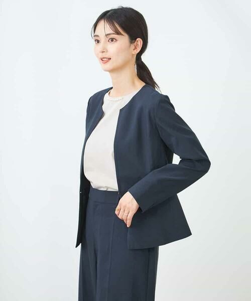 a.v.v / アー・ヴェ・ヴェ ノーカラージャケット | 【洗える/イージーケア/UVカット/接触冷感/吸水速乾】サマーストレッチキーネックジャケット | 詳細8