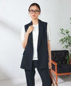 a.v.v / アー・ヴェ・ヴェ テーラードジャケット | 【洗える/イージーケア/UVカット/接触冷感/吸水速乾】サマーストレッチダブルジレ