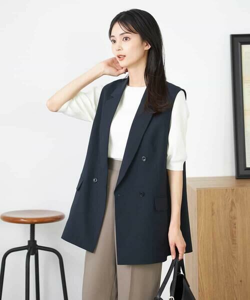 a.v.v / アー・ヴェ・ヴェ テーラードジャケット | 【洗える/イージーケア/UVカット/接触冷感/吸水速乾】サマーストレッチダブルジレ | 詳細1