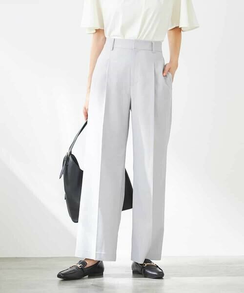 a.v.v / アー・ヴェ・ヴェ その他パンツ | 【洗える/イージーケア/UVカット/接触冷感/吸水速乾】サマーストレッチワイドパンツ(ライトグレー)