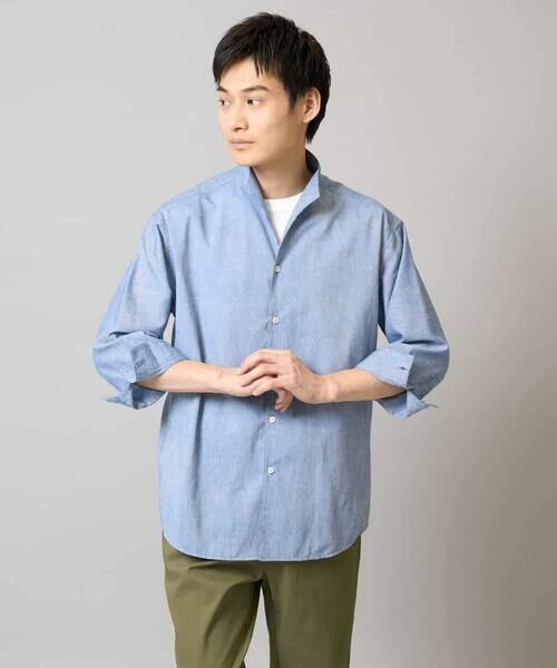 a.v.v / アー・ヴェ・ヴェ シャツ・ブラウス | 【接触冷感/イージーケア】リネン混8分袖スタンドカラーシャツ【洗える/ストレッチ/速乾】 | 詳細15