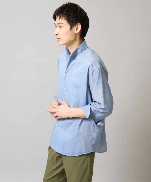 a.v.v / アー・ヴェ・ヴェ シャツ・ブラウス | 【接触冷感/イージーケア】リネン混8分袖スタンドカラーシャツ【洗える/ストレッチ/速乾】 | 詳細16