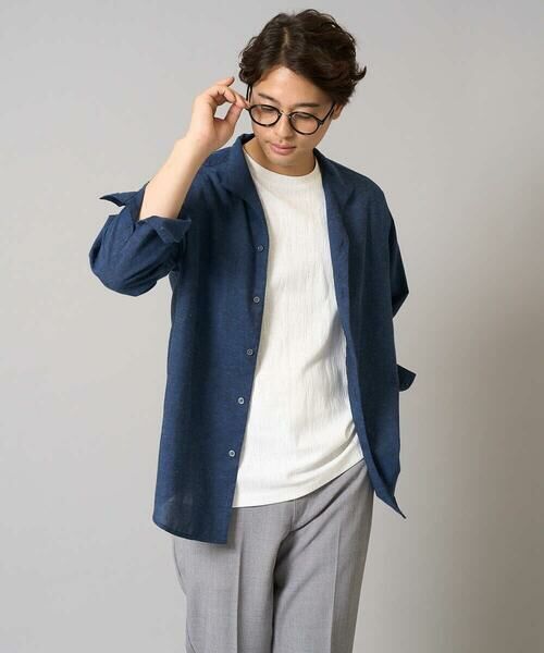 a.v.v / アー・ヴェ・ヴェ シャツ・ブラウス | 【接触冷感/イージーケア】リネン混8分袖スタンドカラーシャツ【洗える/ストレッチ/速乾】 | 詳細17