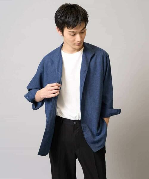 a.v.v / アー・ヴェ・ヴェ シャツ・ブラウス | 【接触冷感/イージーケア】リネン混8分袖スタンドカラーシャツ【洗える/ストレッチ/速乾】 | 詳細19