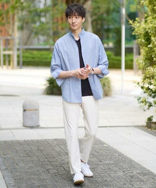 a.v.v / アー・ヴェ・ヴェ シャツ・ブラウス | 【接触冷感/イージーケア】リネン混8分袖スタンドカラーシャツ【洗える/ストレッチ/速乾】 | 詳細2