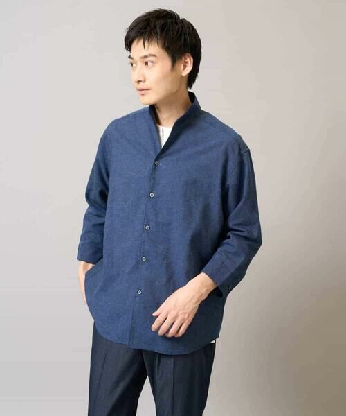 a.v.v / アー・ヴェ・ヴェ シャツ・ブラウス | 【接触冷感/イージーケア】リネン混8分袖スタンドカラーシャツ【洗える/ストレッチ/速乾】 | 詳細21