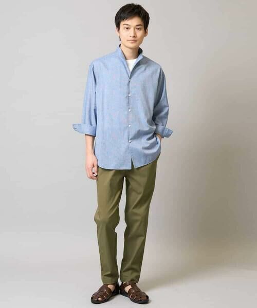 a.v.v / アー・ヴェ・ヴェ シャツ・ブラウス | 【接触冷感/イージーケア】リネン混8分袖スタンドカラーシャツ【洗える/ストレッチ/速乾】 | 詳細3
