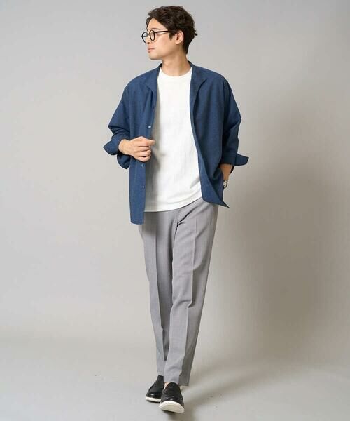 a.v.v / アー・ヴェ・ヴェ シャツ・ブラウス | 【接触冷感/イージーケア】リネン混8分袖スタンドカラーシャツ【洗える/ストレッチ/速乾】 | 詳細7