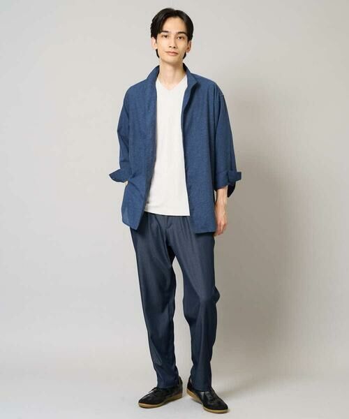 a.v.v / アー・ヴェ・ヴェ シャツ・ブラウス | 【接触冷感/イージーケア】リネン混8分袖スタンドカラーシャツ【洗える/ストレッチ/速乾】 | 詳細9