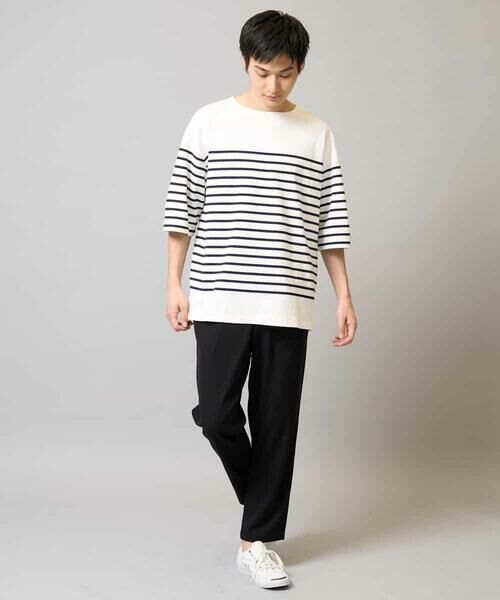 a.v.v / アー・ヴェ・ヴェ カットソー | 【綿100％】ボーダーワイドシルエット五分袖カットソー | 詳細1