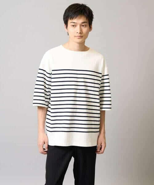 a.v.v / アー・ヴェ・ヴェ カットソー | 【綿100％】ボーダーワイドシルエット五分袖カットソー | 詳細8