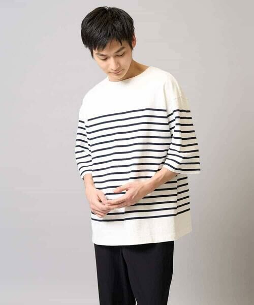 a.v.v / アー・ヴェ・ヴェ カットソー | 【綿100％】ボーダーワイドシルエット五分袖カットソー | 詳細9