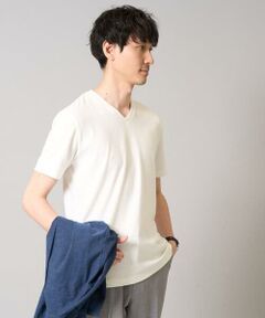 a.v.v / アー・ヴェ・ヴェ カットソー | 【きれいめな半袖】ジャカードVネックカットソー  半袖  ジャケイン  ビズカットソー