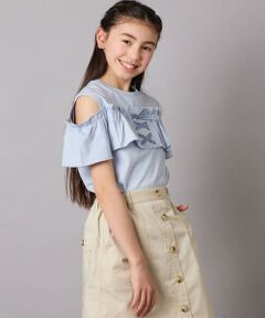 a.v.v / アー・ヴェ・ヴェ カットソー | 【接触冷感/ジメジメ対策/毛玉になりにくい/安心の綿100％】[100-130]フリルオフショルTシャツ