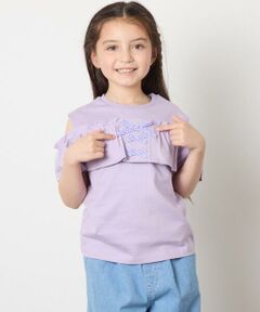 a.v.v / アー・ヴェ・ヴェ カットソー | 【接触冷感/ジメジメ対策/毛玉になりにくい/安心の綿100％】[140-150]フリルオフショルTシャツ