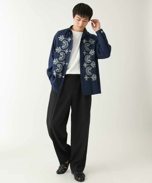 a.v.v / アー・ヴェ・ヴェ シャツ・ブラウス | 【中止品番】ボタニカル柄刺繍ワイドシルエットシャツ | 詳細1