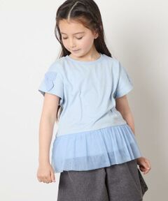 a.v.v / アー・ヴェ・ヴェ カットソー | [110-130]チュールドッキングリボンTシャツ