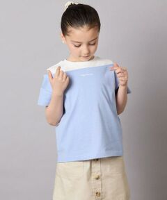 a.v.v / アー・ヴェ・ヴェ カットソー | 【接触冷感/ジメジメ対策/毛玉になりにくい/安心の綿100％】[120-130]オフショルレイヤードロゴTシャツ