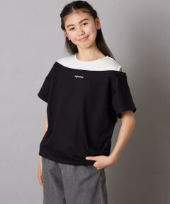 a.v.v / アー・ヴェ・ヴェ カットソー | 【接触冷感/ジメジメ対策/毛玉になりにくい/安心の綿100％】[160]オフショルレイヤードロゴTシャツ