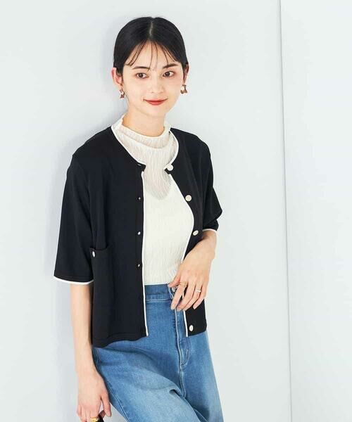 a.v.v / アー・ヴェ・ヴェ カーディガン・ボレロ | 【UVカット/接触冷感】バイカラーハーフスリーブカーディガン | 詳細8