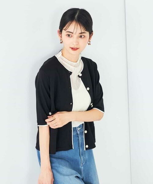 a.v.v / アー・ヴェ・ヴェ カーディガン・ボレロ | 【UVカット/接触冷感】バイカラーハーフスリーブカーディガン | 詳細9
