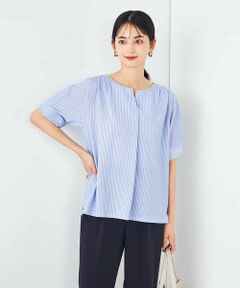 a.v.v / アー・ヴェ・ヴェ カットソー | ストライプジャガードスリットネックトップス