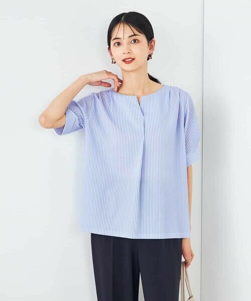 a.v.v / アー・ヴェ・ヴェ カットソー | ストライプジャガードスリットネックトップス | 詳細1