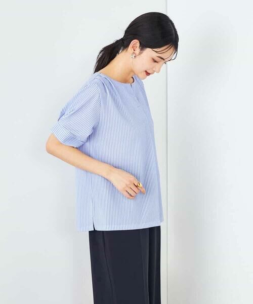 a.v.v / アー・ヴェ・ヴェ カットソー | ストライプジャガードスリットネックトップス | 詳細3