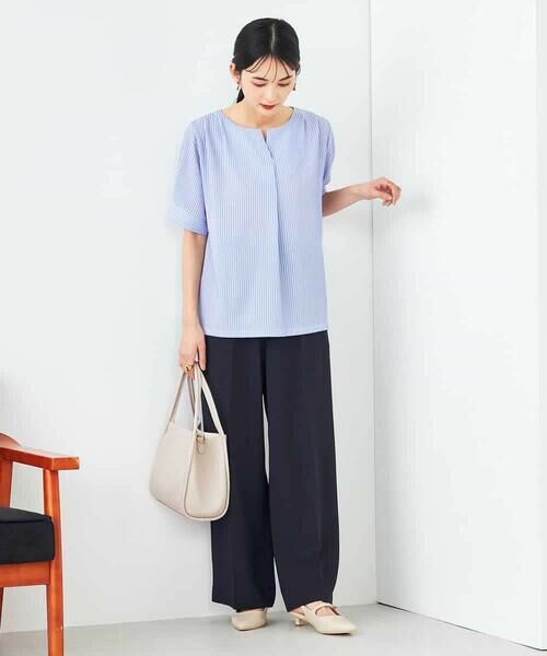 a.v.v / アー・ヴェ・ヴェ カットソー | ストライプジャガードスリットネックトップス | 詳細5