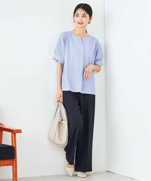 a.v.v / アー・ヴェ・ヴェ カットソー | ストライプジャガードスリットネックトップス | 詳細7