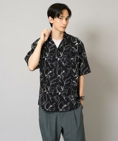 a.v.v / アー・ヴェ・ヴェ シャツ・ブラウス | 【イージーケア/速乾/接触冷感】線画プリント五分袖オープンカラーシャツ