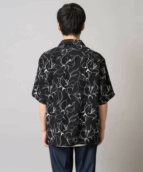 a.v.v / アー・ヴェ・ヴェ シャツ・ブラウス | 【イージーケア/速乾/接触冷感】線画プリント五分袖オープンカラーシャツ | 詳細1